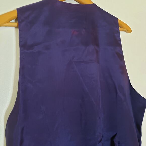 Vintage 80s Rayon Multicolored Vest Silky Back Large - Picture 8 of 8